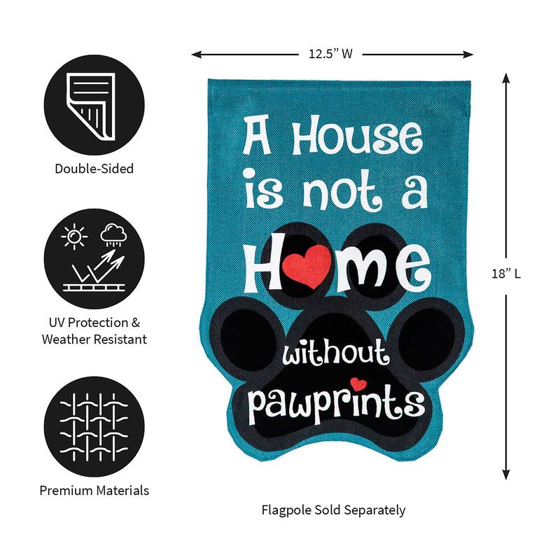 Paw Prints Garden Burlap Flag