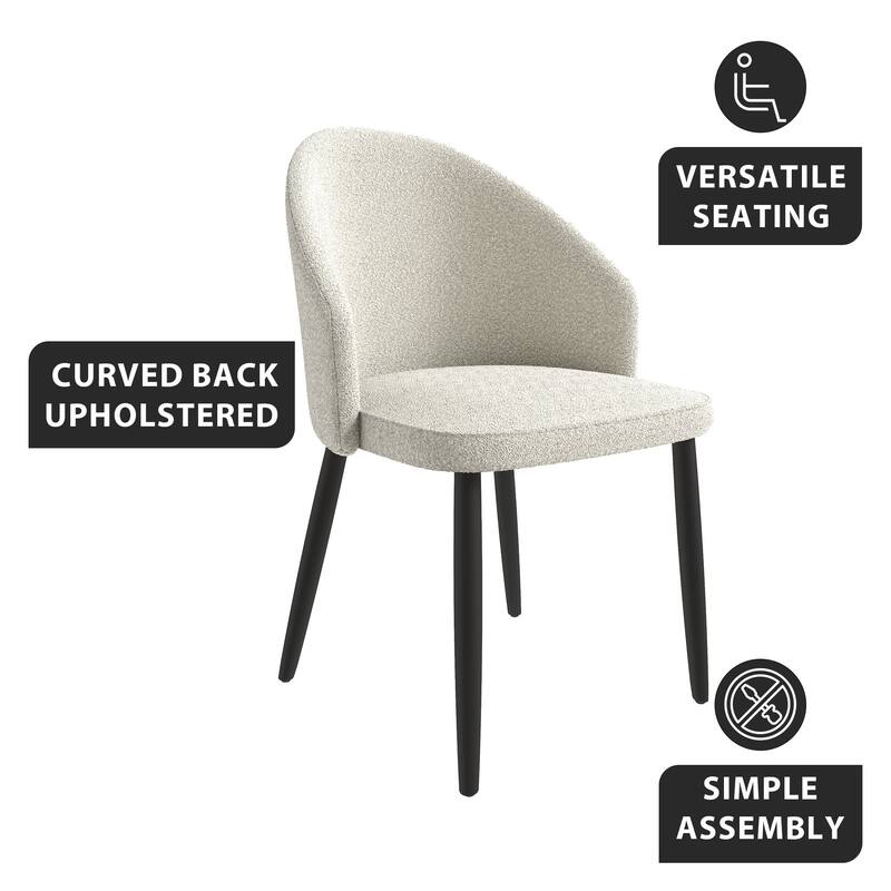 Upholstered Dining Chair in Leather/Fabric/Boucle with Wood Legs Set of 2 Paradiso Collection