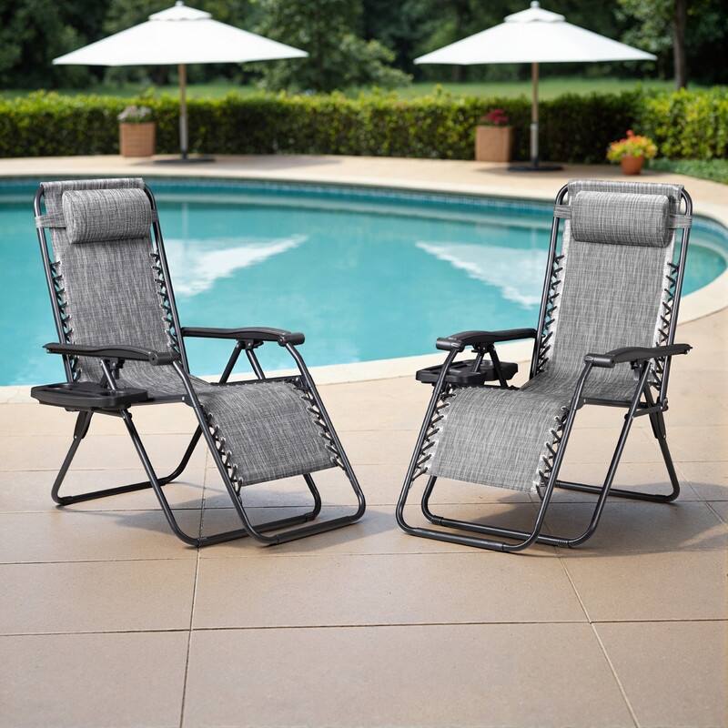 Homall Patio Zero Gravity Chair Lawn Lounge Chair with Pillow Set of 2 - Double Gray