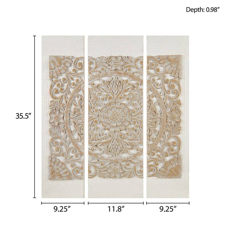Madison Park Mandala Triptych 3-piece Dimensional Resin Canvas Wall Art Set