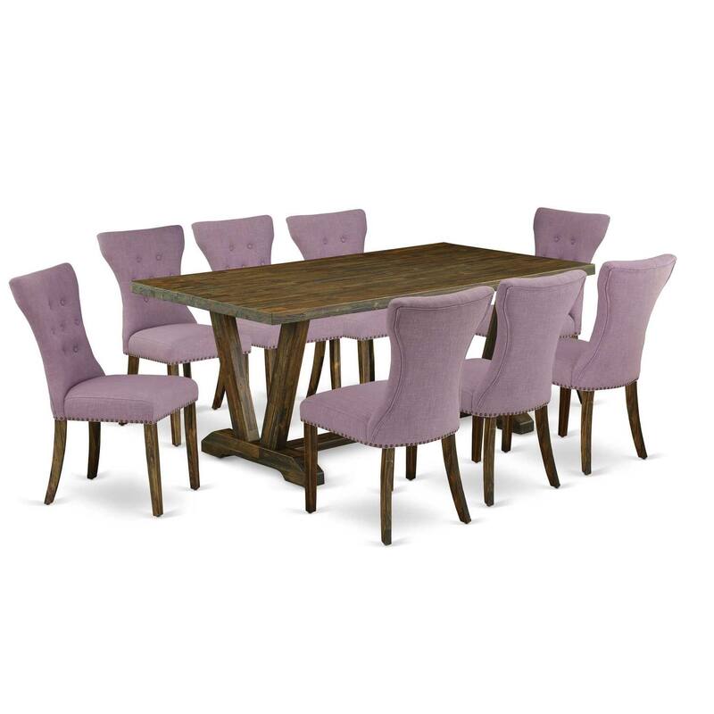 9-Piece Dinette Set - Parson Chairs & Rectangular Table - Solid Wood Dining Room Furniture