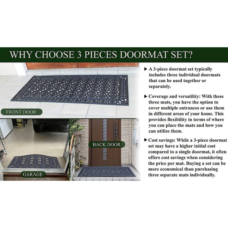 A1HC Rubber Grill Matching Doormat Set, For Front, Patio & Garage Entrance, Heavy Duty for Indoor Outdoor