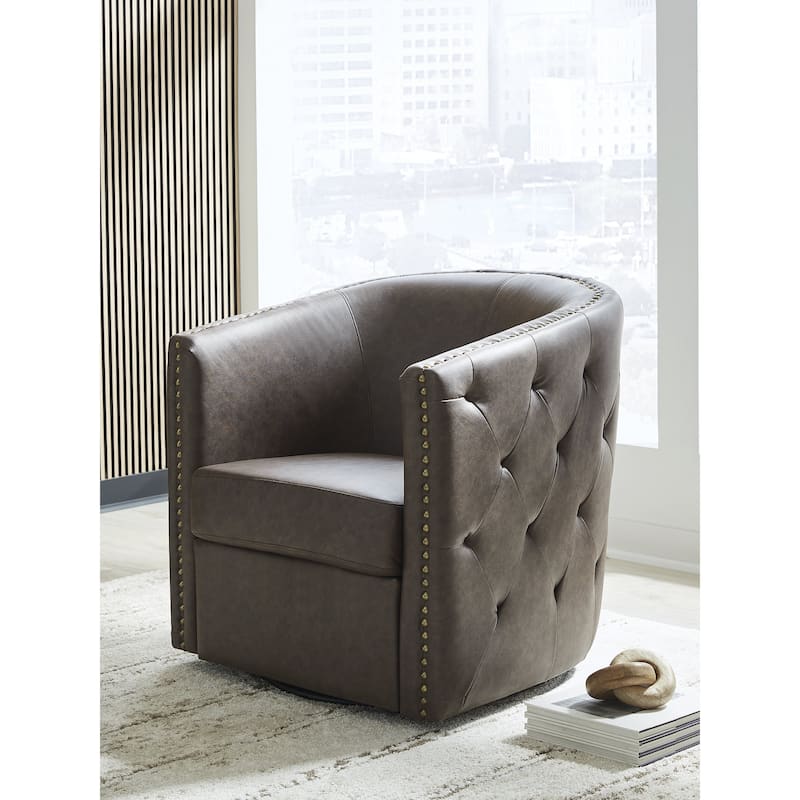 Signature Design by Ashley Brentlow Dark Brown Swivel Accent Chair - 28.75" W x 31.1" D x 31.5" H