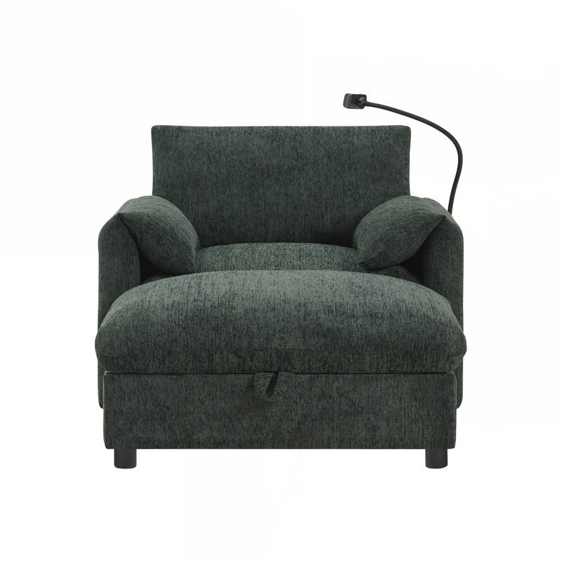 Comfy Chenille Armchair, Modern Cloud Chaise Lounge for Living Room&Apartment