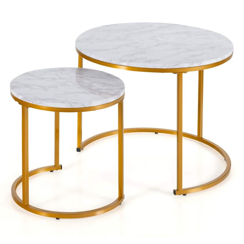 2PCS Nesting Coffee Table Stacking Side Tables Vintage End Tables