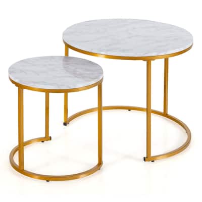 2PCS Nesting Coffee Table Stacking Side Tables Vintage End Tables
