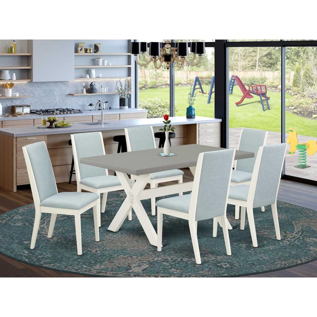 HomeStock 5-Piece Natural Oak Finish Solid Wood Top Dining Table with 4-Parson Chair