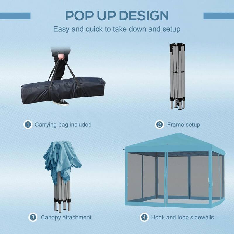 10'x10' Pop Up Canopy Tent with Netting,Gazebo,Screen House,Carry Bag