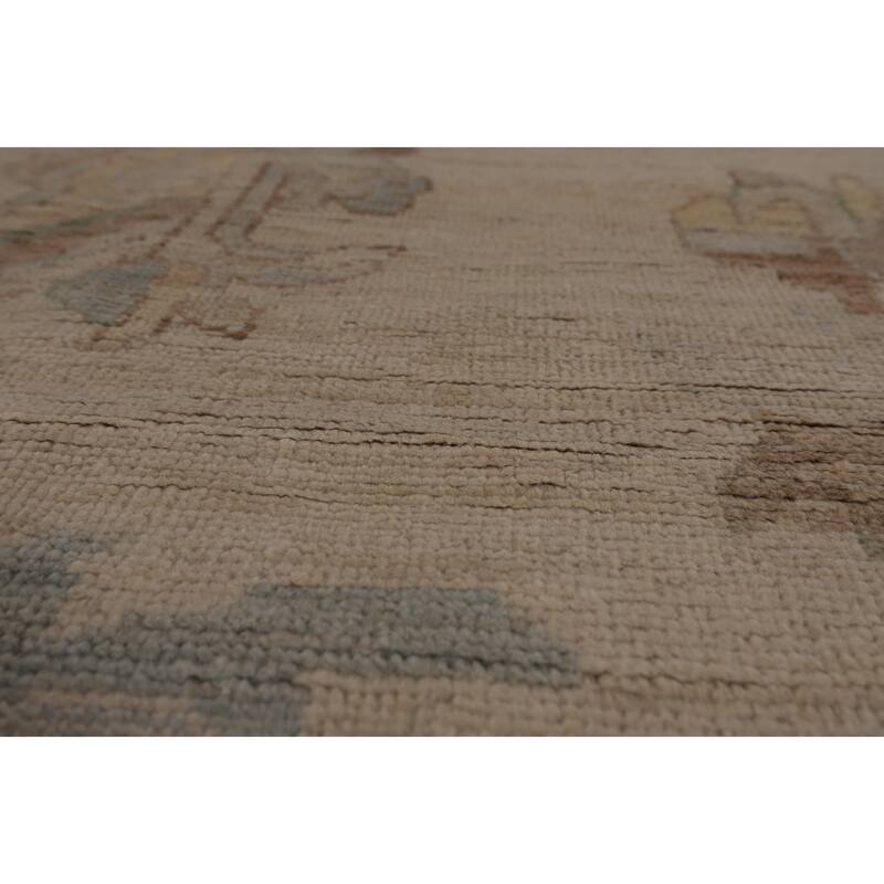 Vegetable Dye Oushak Turkish Rug Handmade Floral Wool Carpet - 9'4"x 12'5"