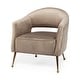 preview thumbnail 10 of 12, Giles Taupe Velvet Wrap w/ Brass Metal Base Accent Chair - 29.5L x 28.7W x 29.5H