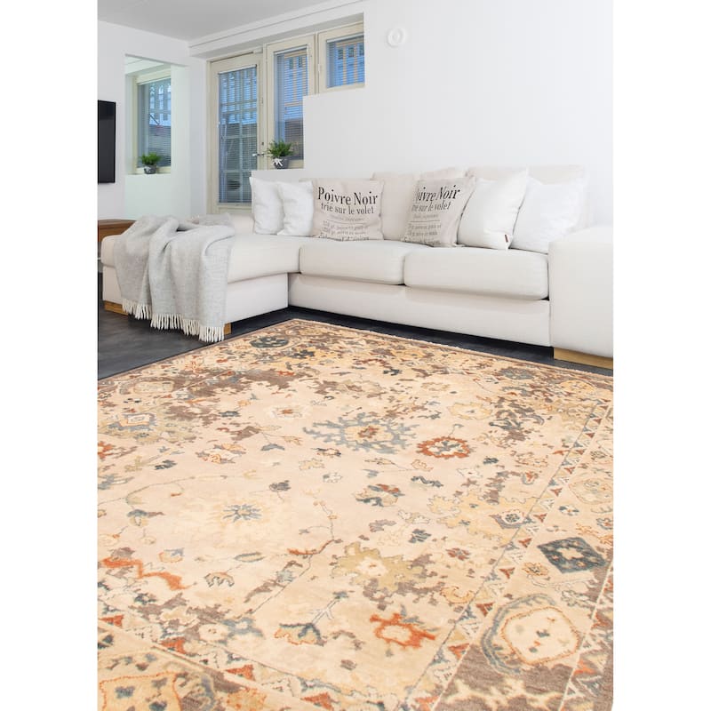 ECARPETGALLERY Hand-knotted Modern Oushak Beige Wool Rug - 8'2 x 10'5