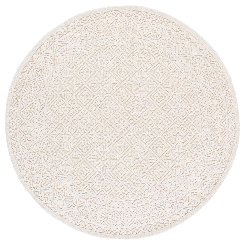 SAFAVIEH Handmade Textural Rachna Wool Rug - 6' Round - Ivory