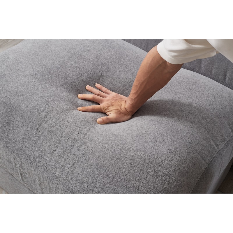 U-Shaped Sectional Sofa with Movable Ottomans, Comfy Corduroy Deep Seat Sofa, Large 4 Seat Sofa with Storage Armrests