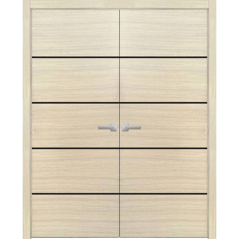 Solid French Double Doors 56 x 80 Planum 0015 Natural Veneer with - 84" x 96" ( 2* 42x96)