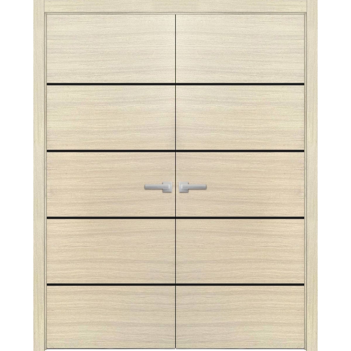 SartoDoors Planum 0015 | Interior French Doors Double French Door | Solid Wood | Hardware Set | 56x80, Natural Veneer