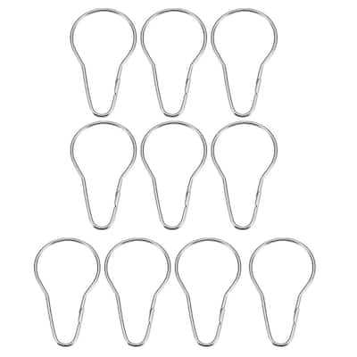 Shower Curtain Ring Hooks Metal for Shower Rods Curtains Liners 10pcs - Silver Tone