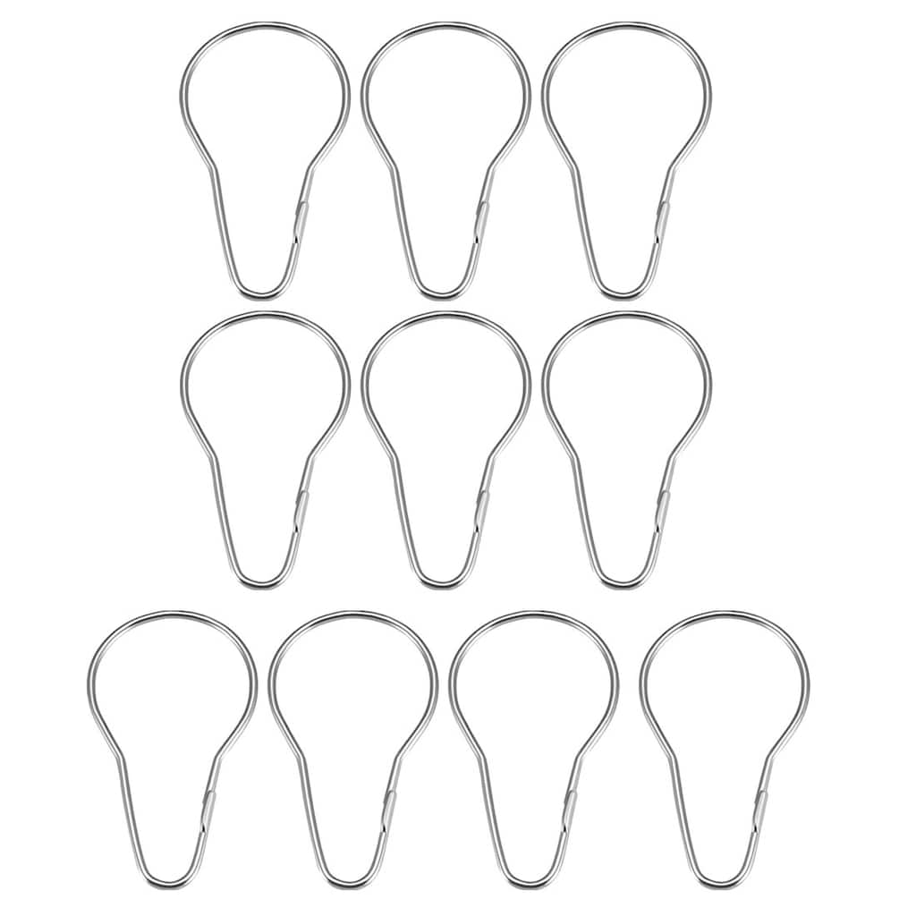 Shower Curtain Ring Hooks Metal for Shower Rods Curtains Liners 10pcs - Silver Tone