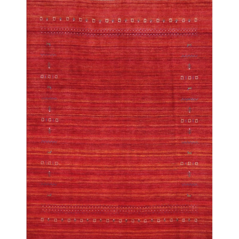 Tribal Gabbeh Indian Area Rug Hand-Knotted Modern Wool Carpet - 8'0" x 9'5"