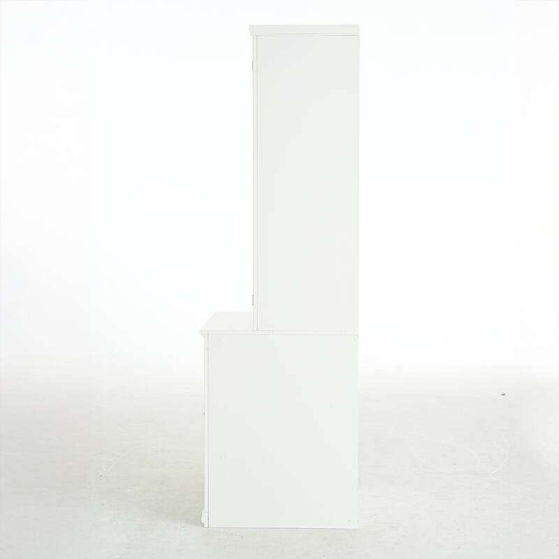 Modular White Curio Bookcase Cabinet w/Glass Doors Buffet Display