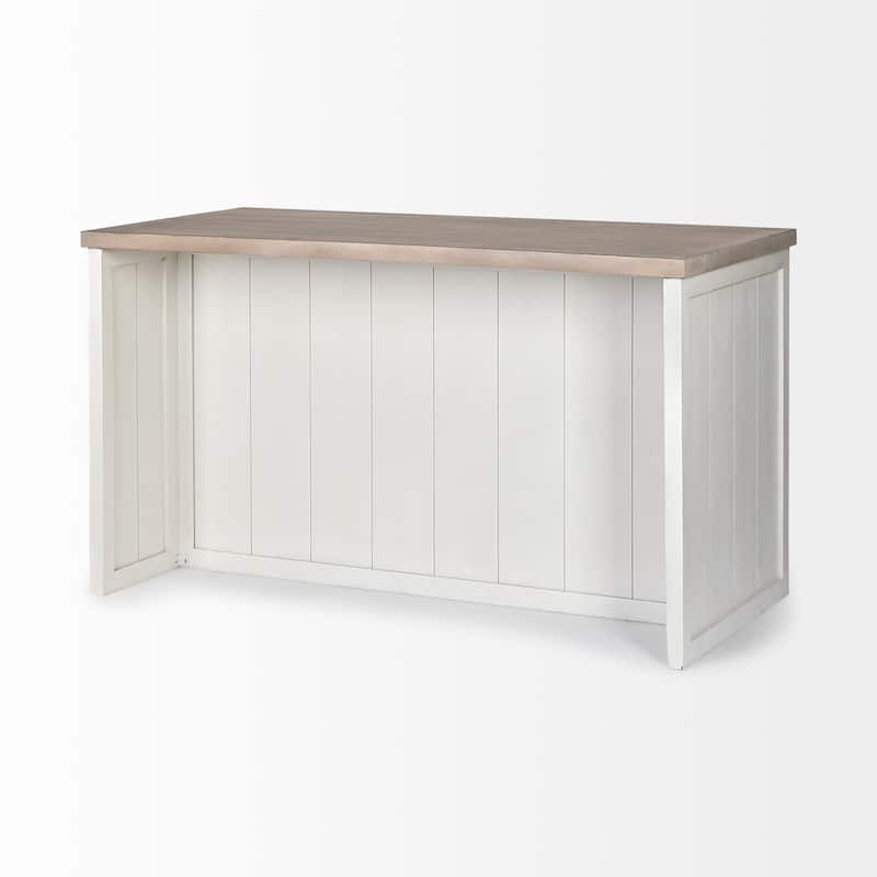 HomeRoots White And Brown Two Tone Wooden Kitchen Island With 3 Drawers - 30' X '34.5' X '60