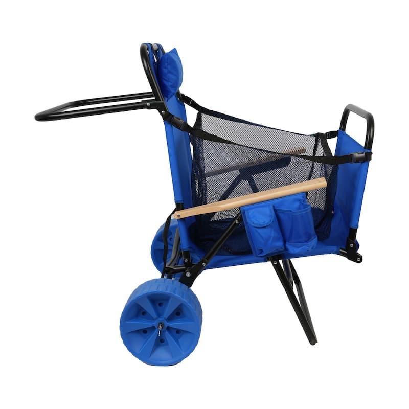 Beach Cart Chairs With Wheels 2 in 1 Foldable Beach Lounge Chair With Integrated Wagon Pull Cart Perfect for Backyard Pool