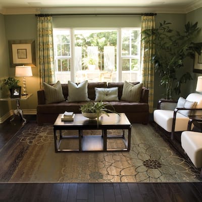 Style Haven Hearthstone Floral Etchings Color Block Area Rug--