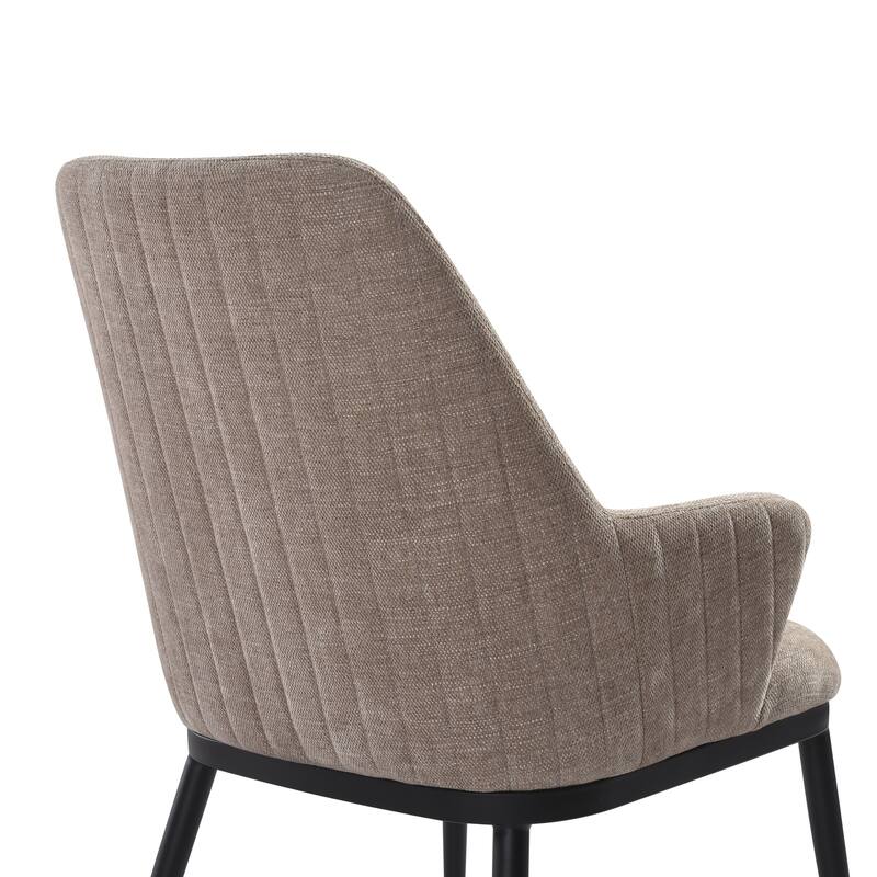 Mae Modern Almond Upholstered Dining Chair with Curved Back and Arms - Set of 2