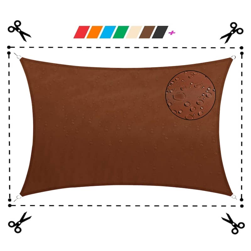 ColourTreeUSA Waterproof Custom Size Brown Rectangle Sun Shade Sail Canopy UV Block - 4' x 19'