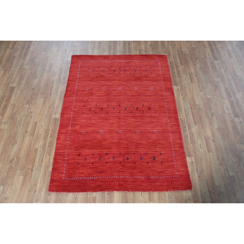 Gabbeh Indian Rug Hand-Knotted Tribal Wool Carpet - 4'7" x 6'5"