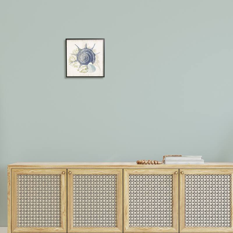 Stupell Intricate Conch Seashell Drawing Layered Coral Botanicals Framed Wall Art, Design by Victoria Barnes