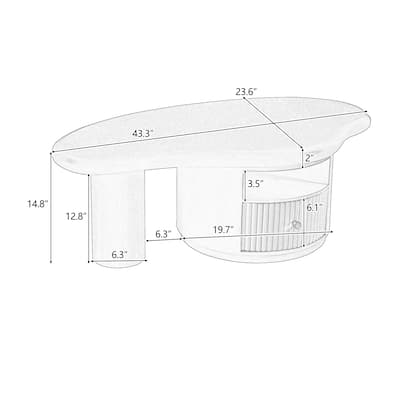 Cloud Coffee Table with 1 Dreawer and Shelf