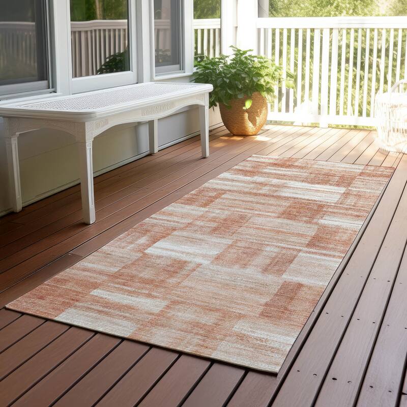 Machine Washable Indoor/ Outdoor Solid Hatches Chantille Rug - Copper - 2'3" x 7'6"