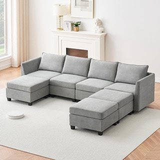 Aiden 7-piece Sectional Sofa Bed Set Reversible Modular Sofa Couch With ...