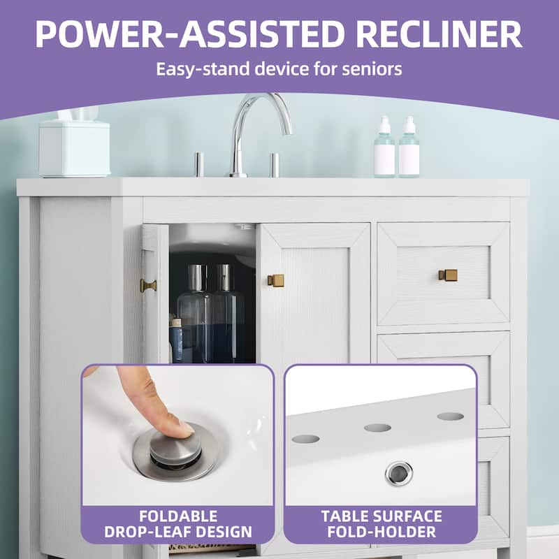 Moasis 36"/42" Bathroom Vanity with Sink Set and 2 Soft-Closing Doors & 3 Drawers
