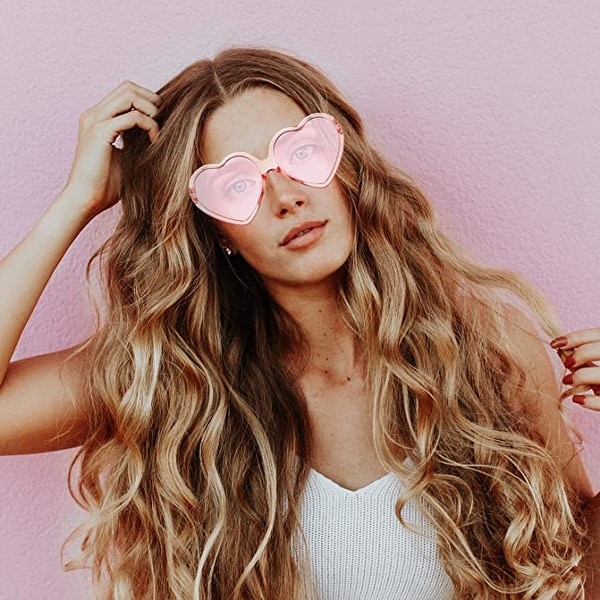 Heart Shaped Vintage Eye-Glasses Fashion Women Lovely Style - Pink. Opens flyout.