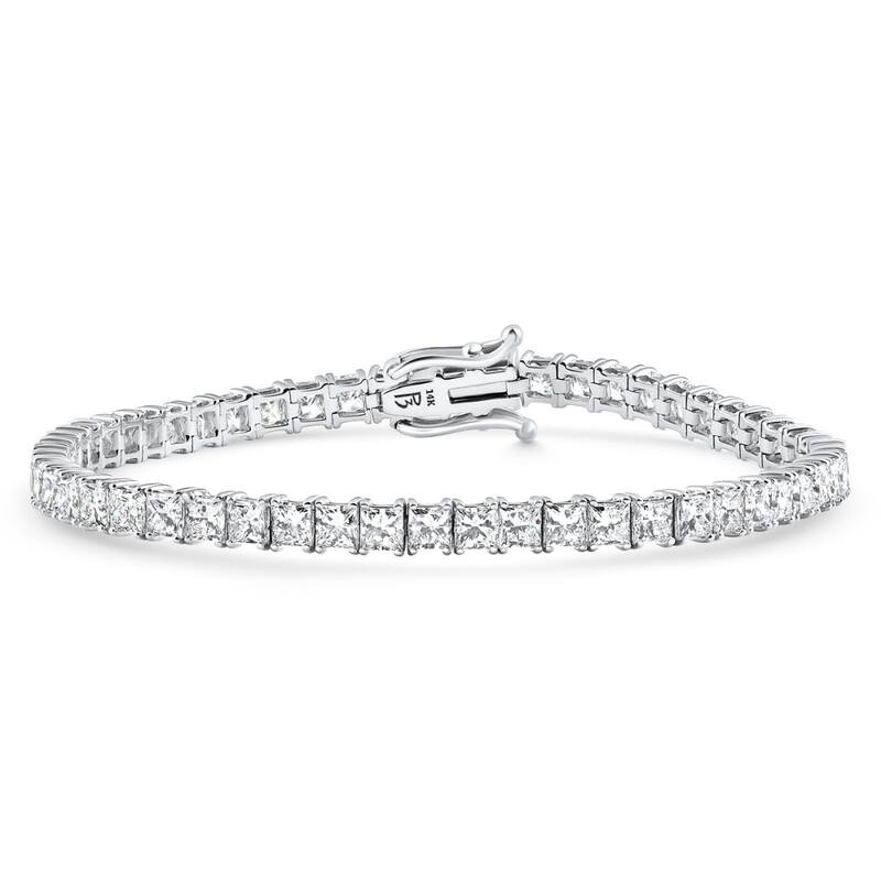 9.20Ct Princess Cut Diamond 7" Tennis Bracelet Gold Lab Grown