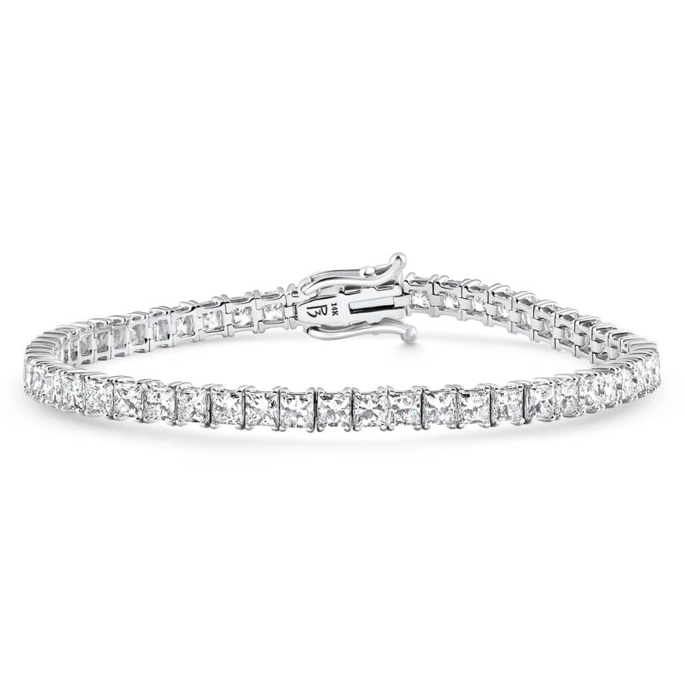 Bliss Diamond 9.20Ct Princess Cut Diamond 7" Tennis Bracelet Gold Lab Grown
