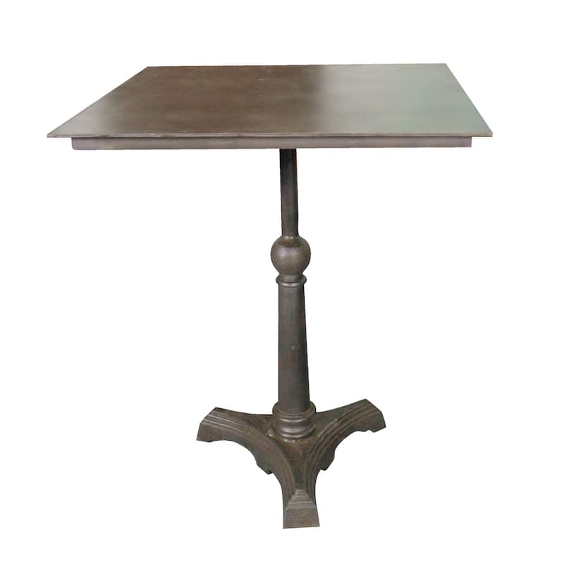 HomeRoots 30" Brown Iron Square Pedestal End Table - 24 in. x 30 in. x 24 in.