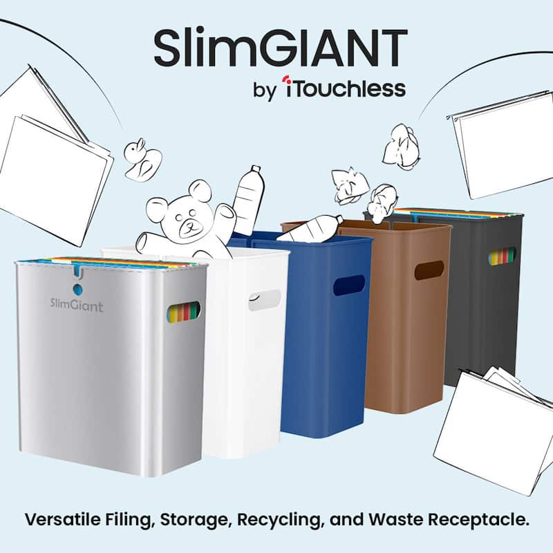 iTouchless 4 Gallon / 16 Liter SlimGiant Blue Wastebasket (6-Pack)