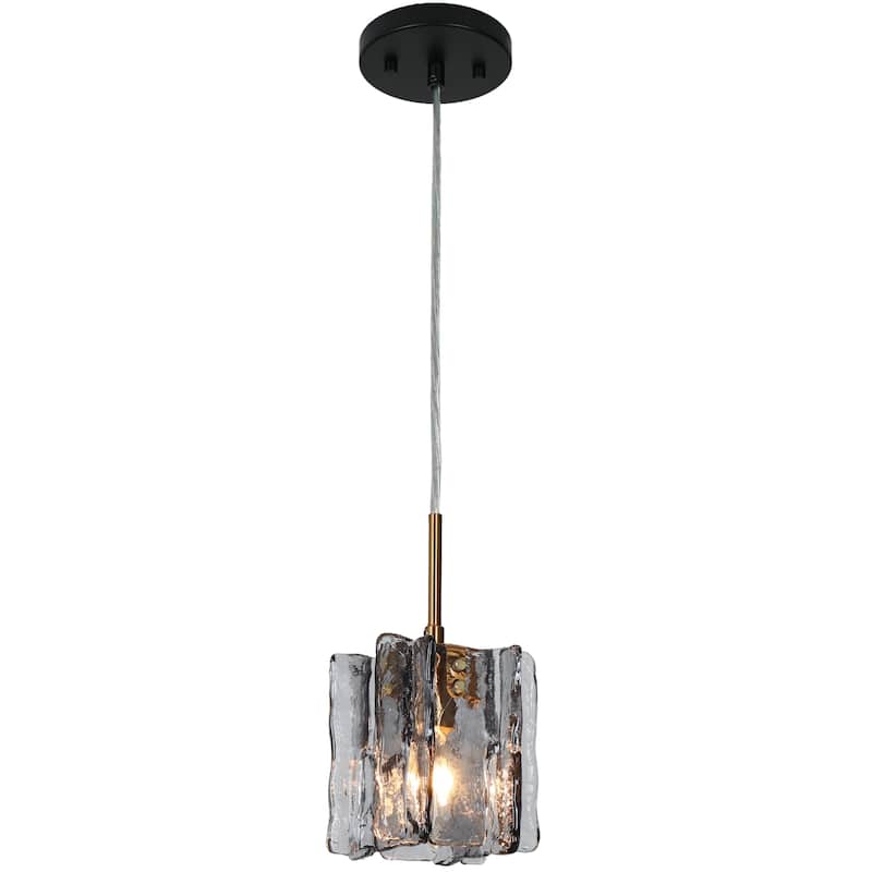 Kasy Modern 1-Light Textured Glass Pendant Light Art Deco Kitchen Island Light