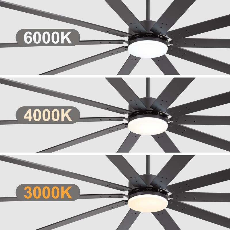 84-Inch Reversible 10-Blade Ceiling Fan with Light Kit and Remote