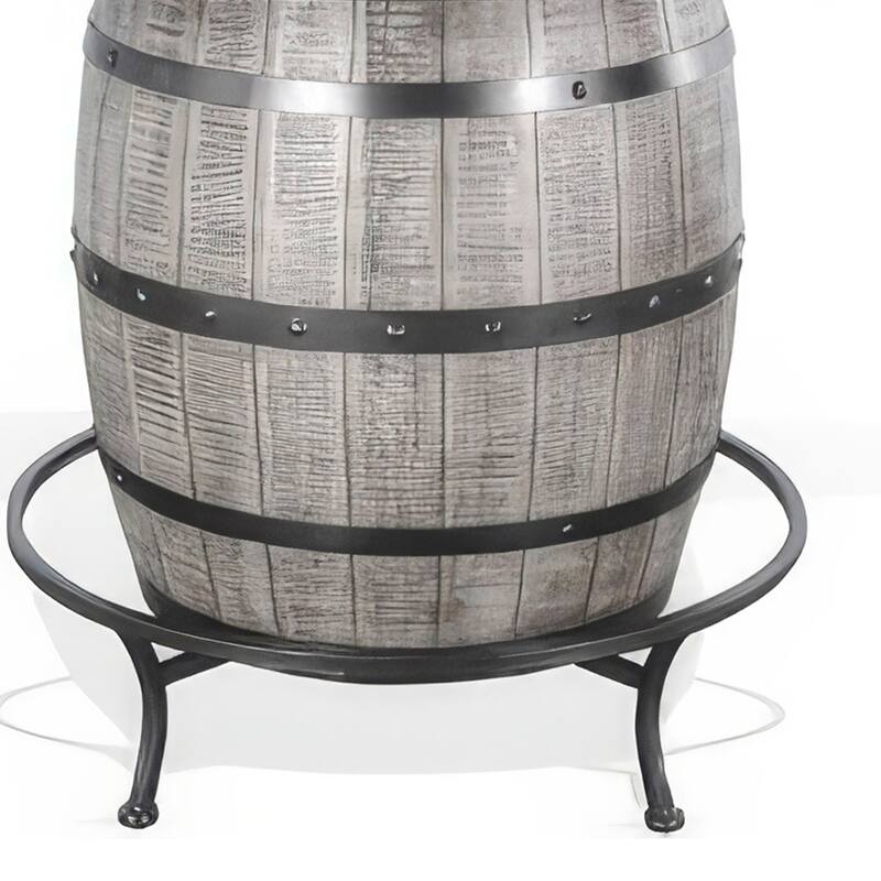 Zeka Counter Pub Dining Table, Gray Barrel Base w Lazy Susan, 54 Inch