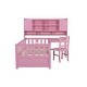 preview thumbnail 4 of 10, Twin Size Kids Wood Bed with Storage Bookcase, Desk & Chair, Pink