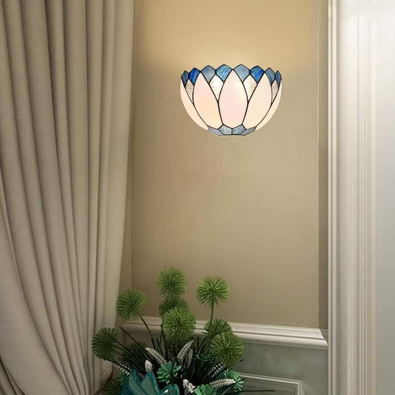 12 inches wide hallway light blue&white stairway light glass wall light