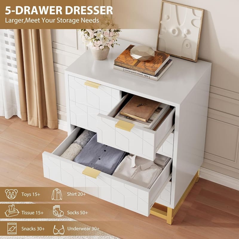 5 Drawer Dresser for Bedroom, Living Room, Entryway