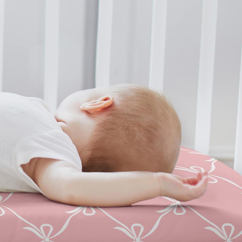 Sweet Jojo Designs White & Pink Bows Girl 2 Pack Baby Bassinet Fitted Sheets - Blush Bow, Coquette, Shabby Chic, Vintage Ballet