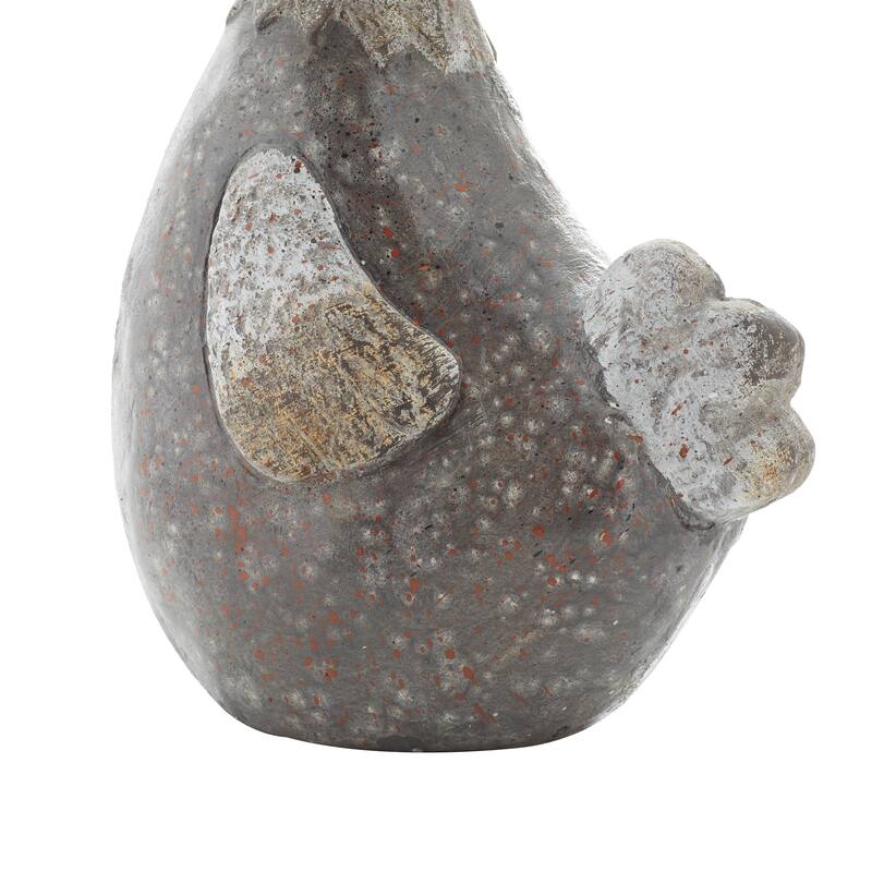 Gray Polystone Indoor Outdoor Rooster Decorative Garden Sculpture