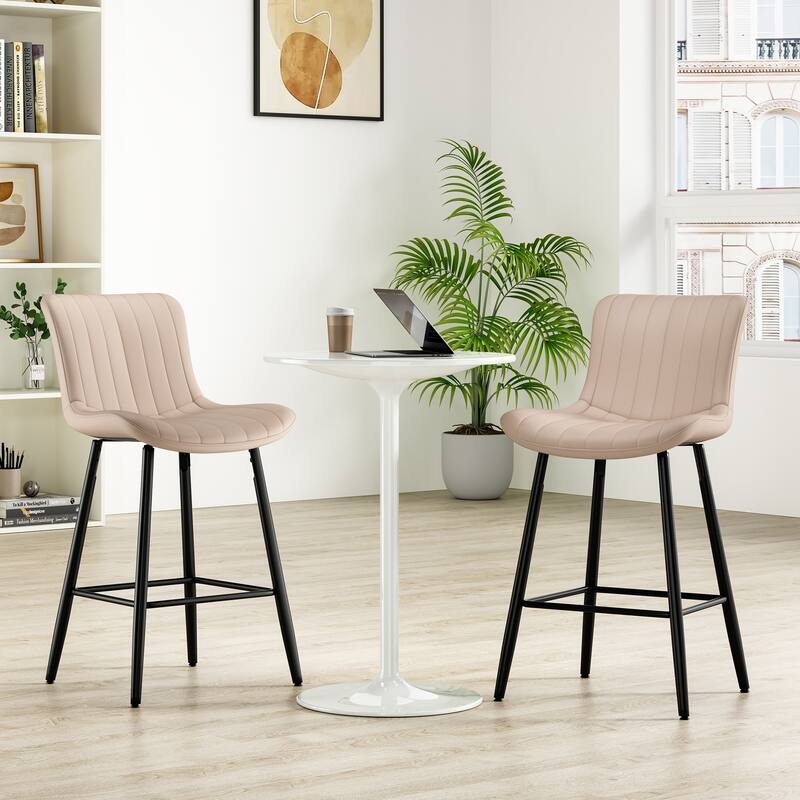 26 Inch Counter Stools Set of 2, Faux Leather Barstool Modern Counter Chair, Counter Height Stools Barstools