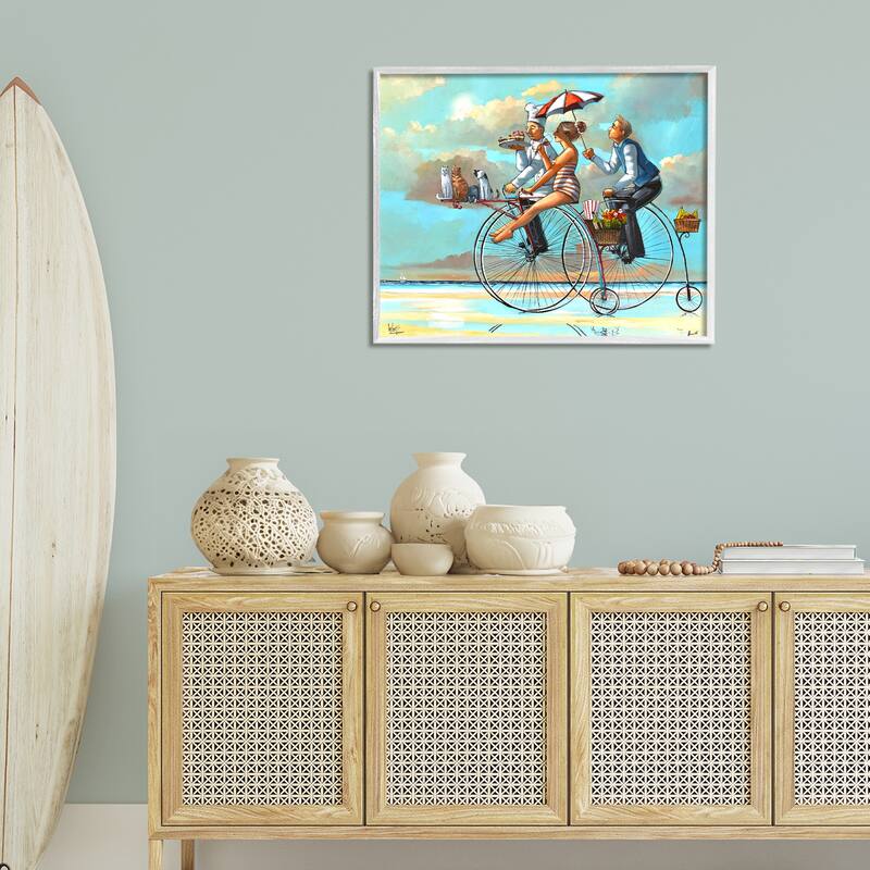 Stupell Woman & Butler Bicycle Ride Framed Giclee Art Design By Ronald West