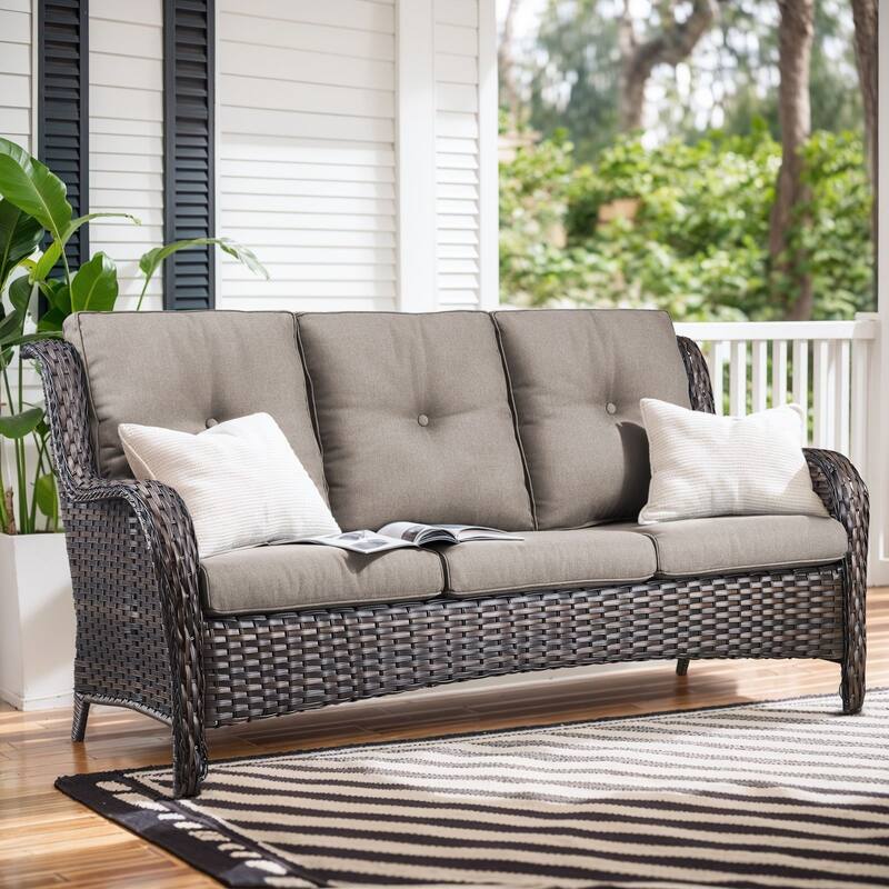 Gymojoy 6-Piece Outdoor Sofa & Chair Set with 4 Swivel Chairs, Fire Pit Table